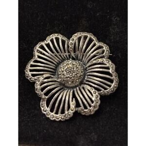 Sterling Silver DBJ Dee Berkeley 1.5” Flower Pendant Brooch Sparkle 925 12.16g